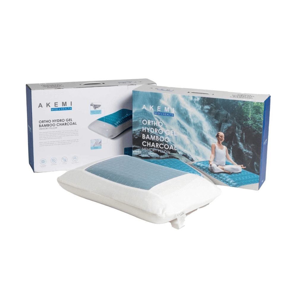 หมอนสุขภาพ เมมโมรี่โฟม AKEMI รุ่น MEDI + HEALTH ORTHO HYDRO GEL BAMBOO CHARCOAL MEMORY 9557108143265 60X40 ซม. + 14 ซม. สีเทา_1